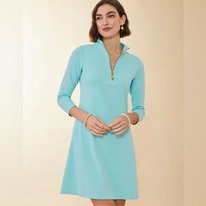 SPARTINA NORA HALF-ZIP TEAL DRESS SIZE MEDIUM